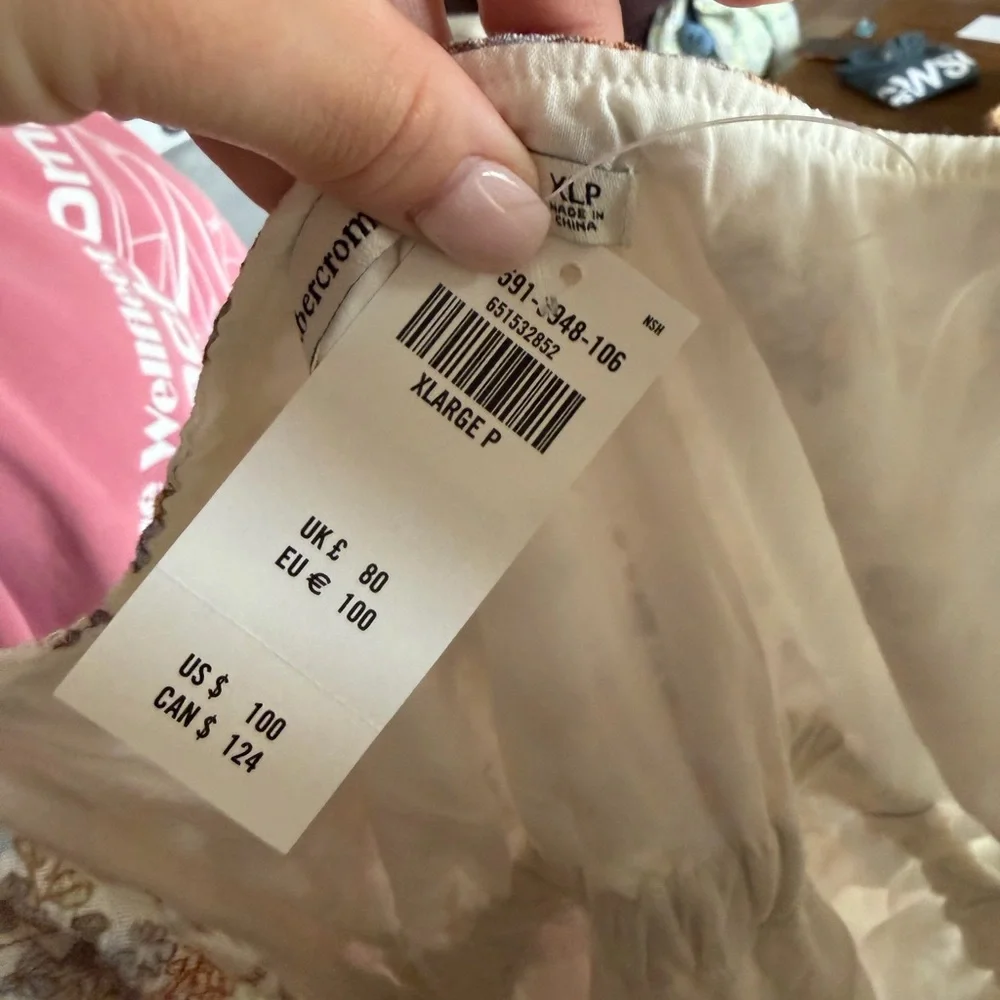 Abercrombie & Fitch Cream Maxi Dress with Tan Print